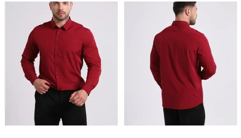 Light Blue Wrinkle Resistant Long Sleeve Shirt for Men — feature 31