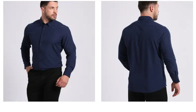 Light Blue Wrinkle Resistant Long Sleeve Shirt for Men — feature 32