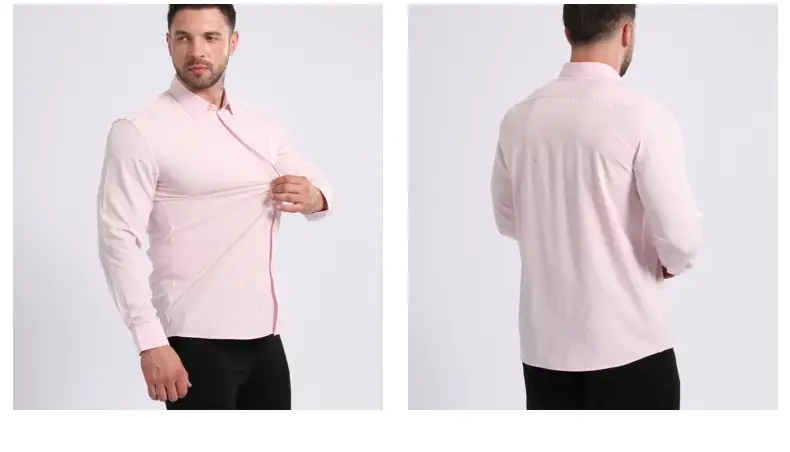 Light Blue Wrinkle Resistant Long Sleeve Shirt for Men — feature 33
