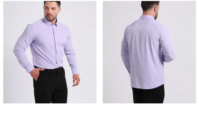 Light Blue Wrinkle Resistant Long Sleeve Shirt for Men — feature 35