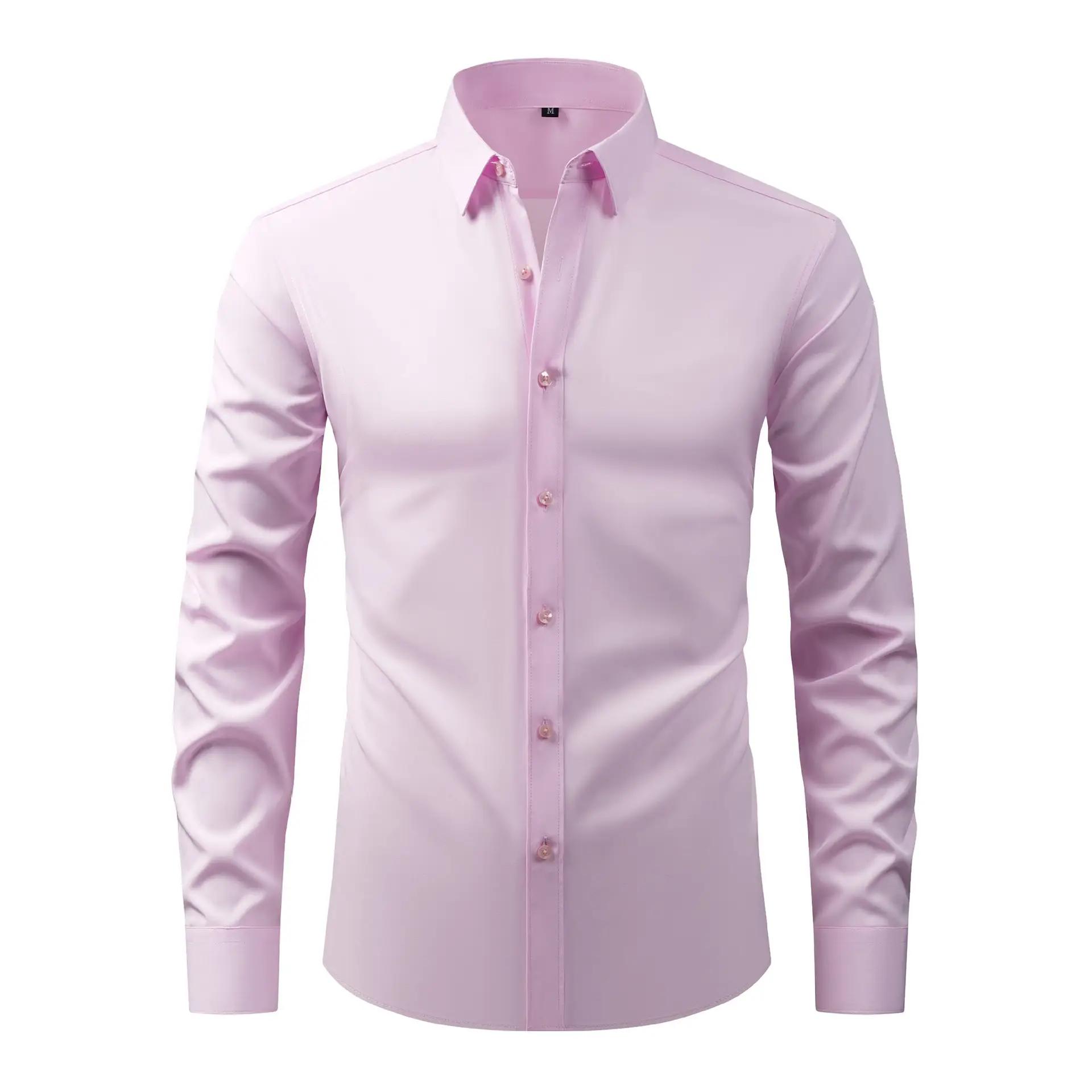 Light Blue Wrinkle Resistant Long Sleeve Shirt for Men - Image 12
