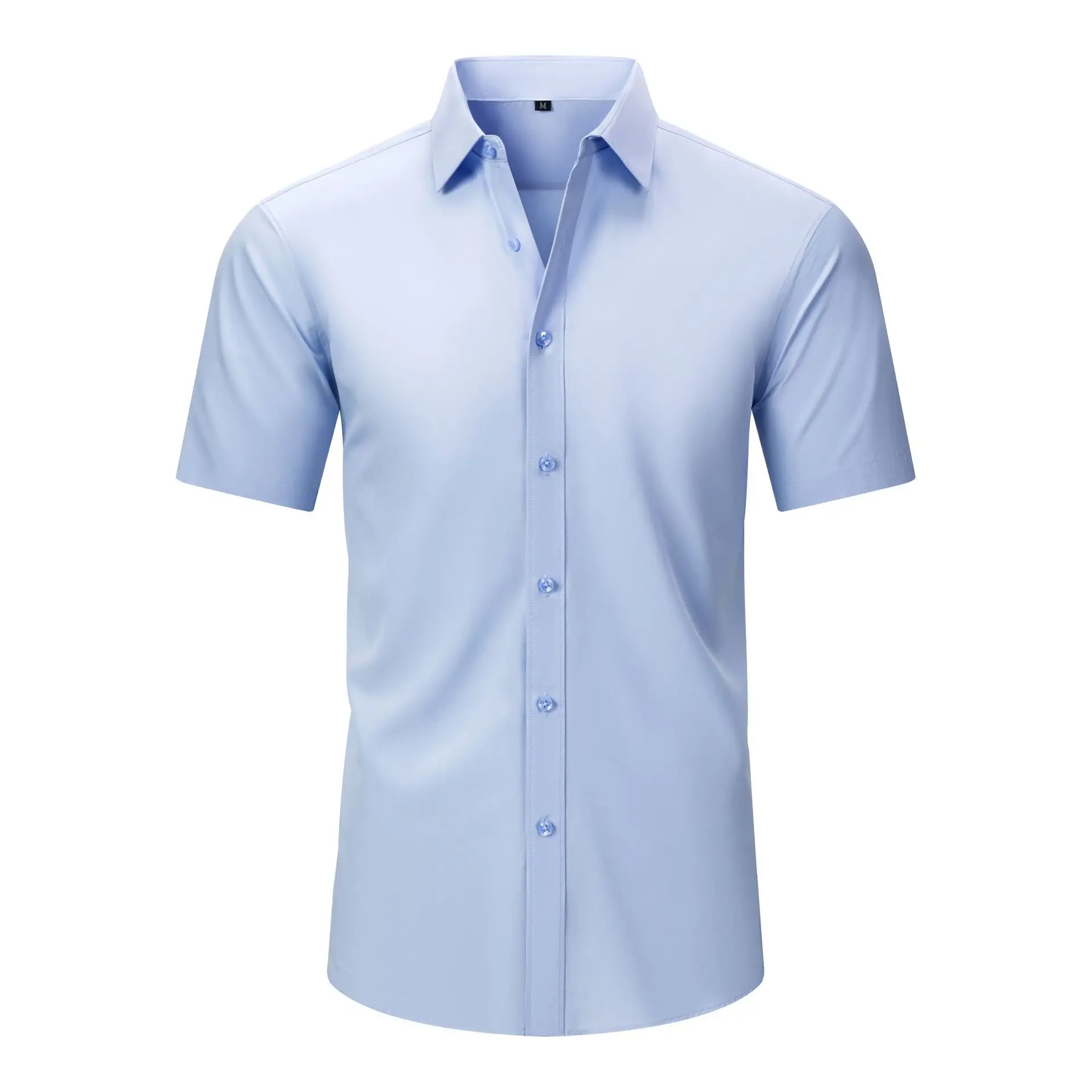 Light Blue Wrinkle Resistant Long Sleeve Shirt for Men - Image 19
