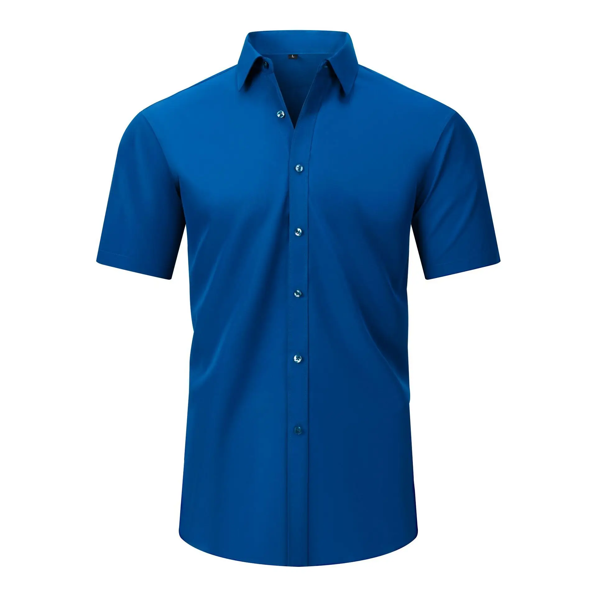 Light Blue Wrinkle Resistant Long Sleeve Shirt for Men - Image 25