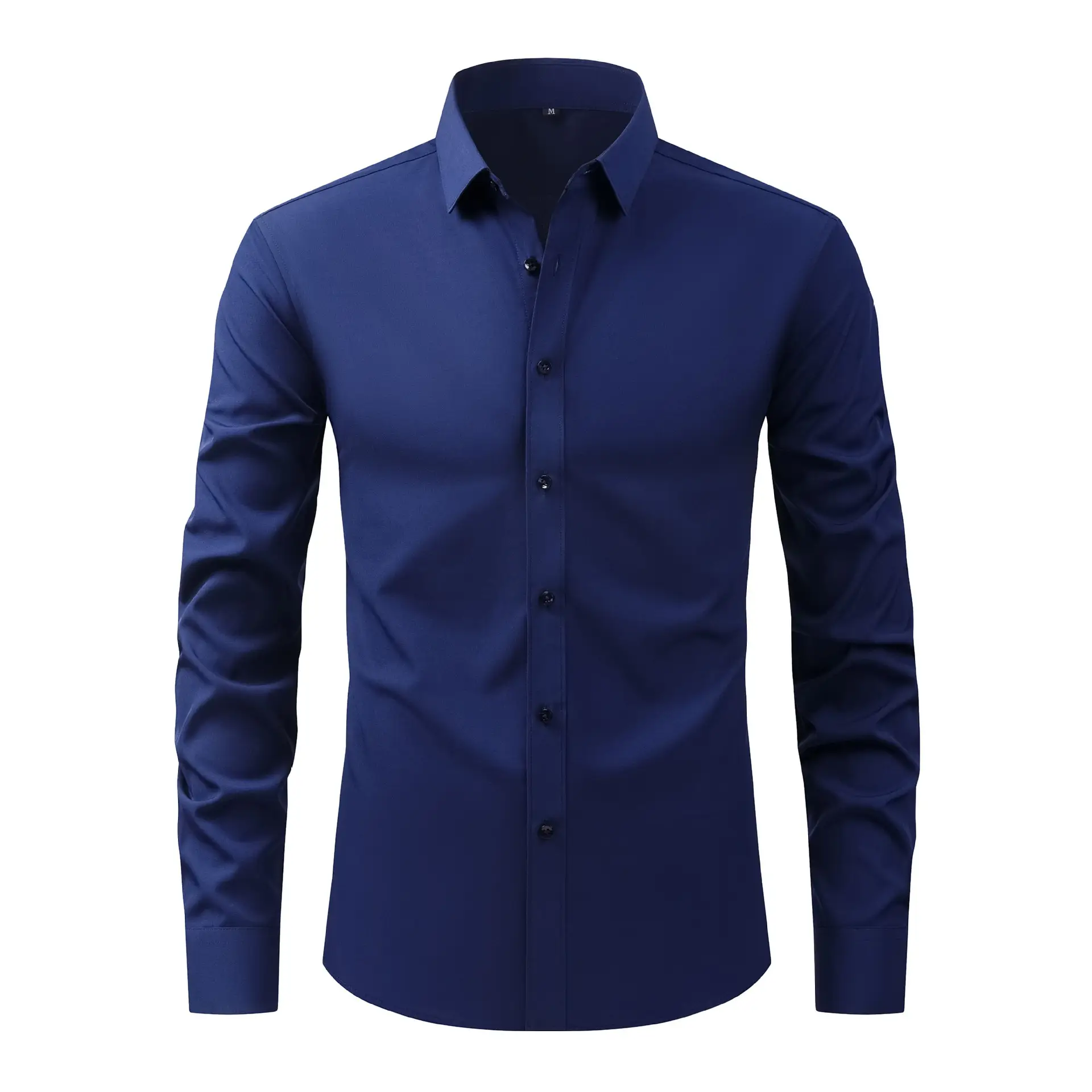 Light Blue Wrinkle Resistant Long Sleeve Shirt for Men - Image 7