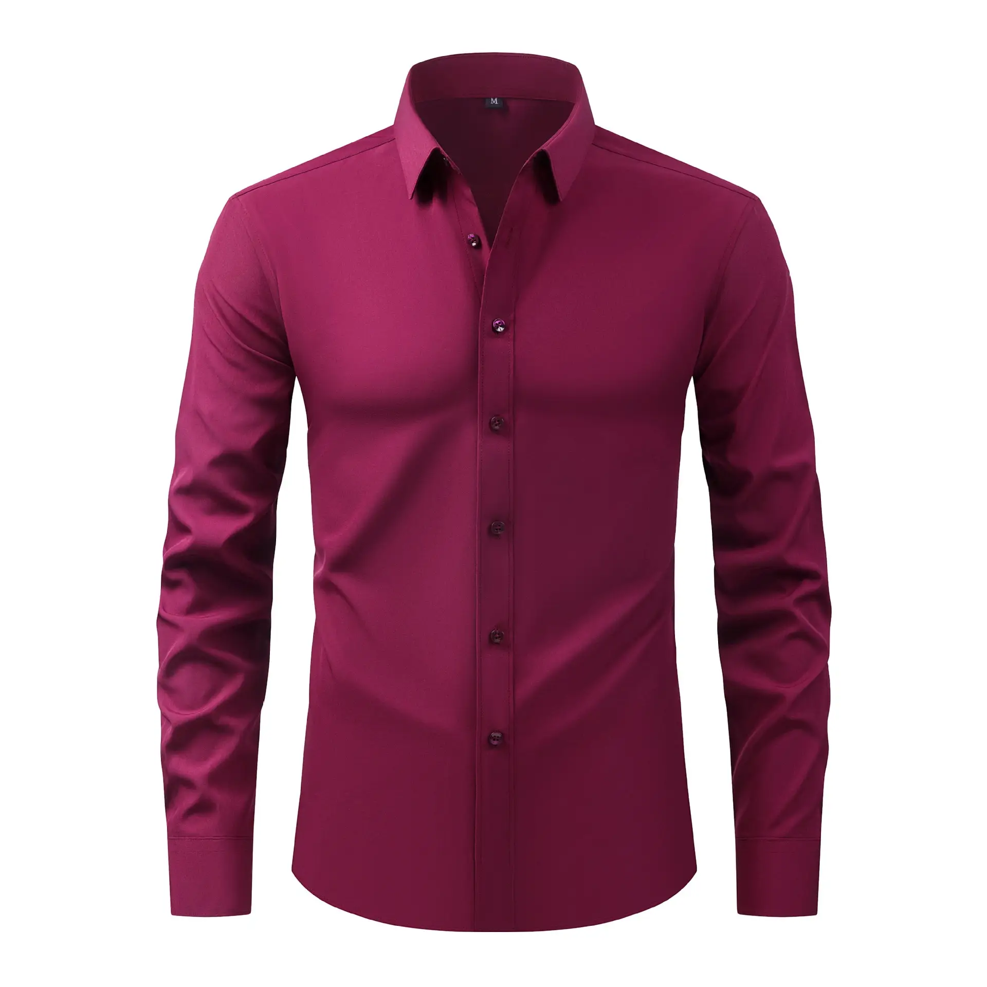 Light Blue Wrinkle Resistant Long Sleeve Shirt for Men - Image 8