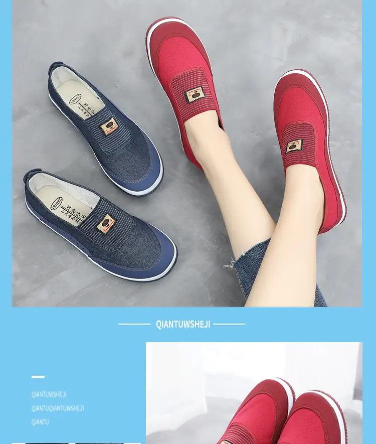 Red Slip-On Women's Casual Shoes Soft Sole Breathable — feature 12