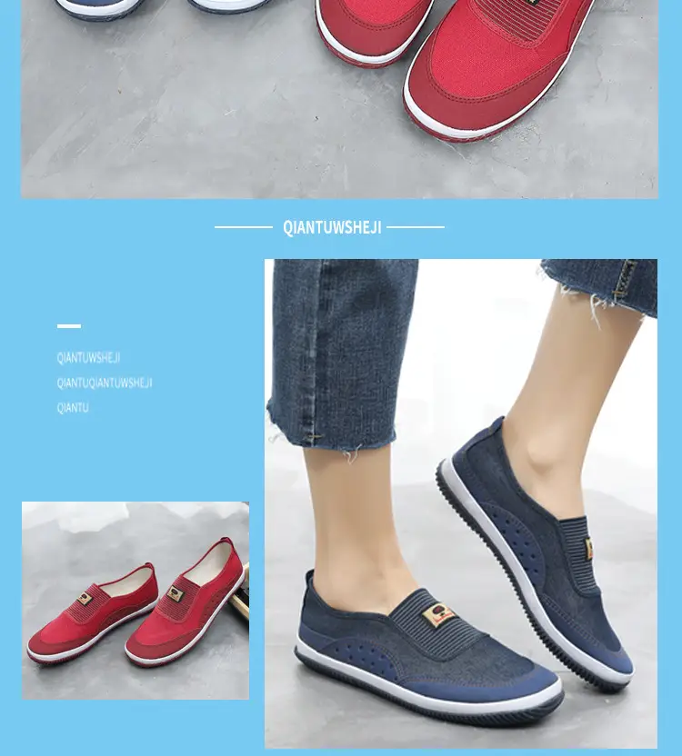 Red Slip-On Women's Casual Shoes Soft Sole Breathable — feature 14