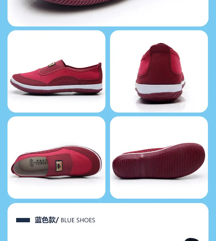 Red Slip-On Women's Casual Shoes Soft Sole Breathable — feature 17