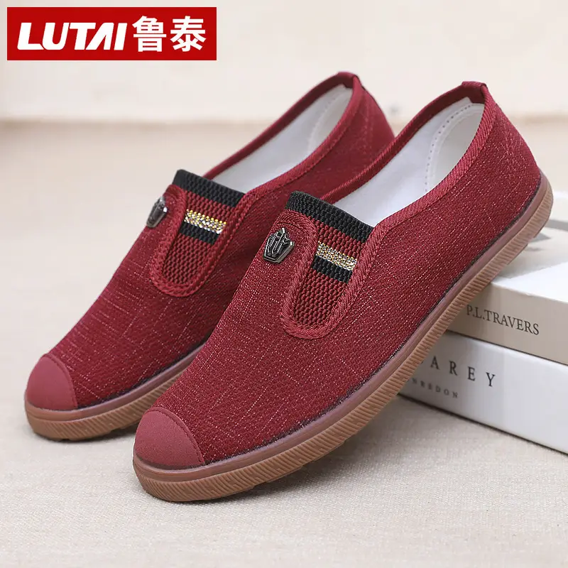 Red Slip-On Women's Casual Shoes Soft Sole Breathable