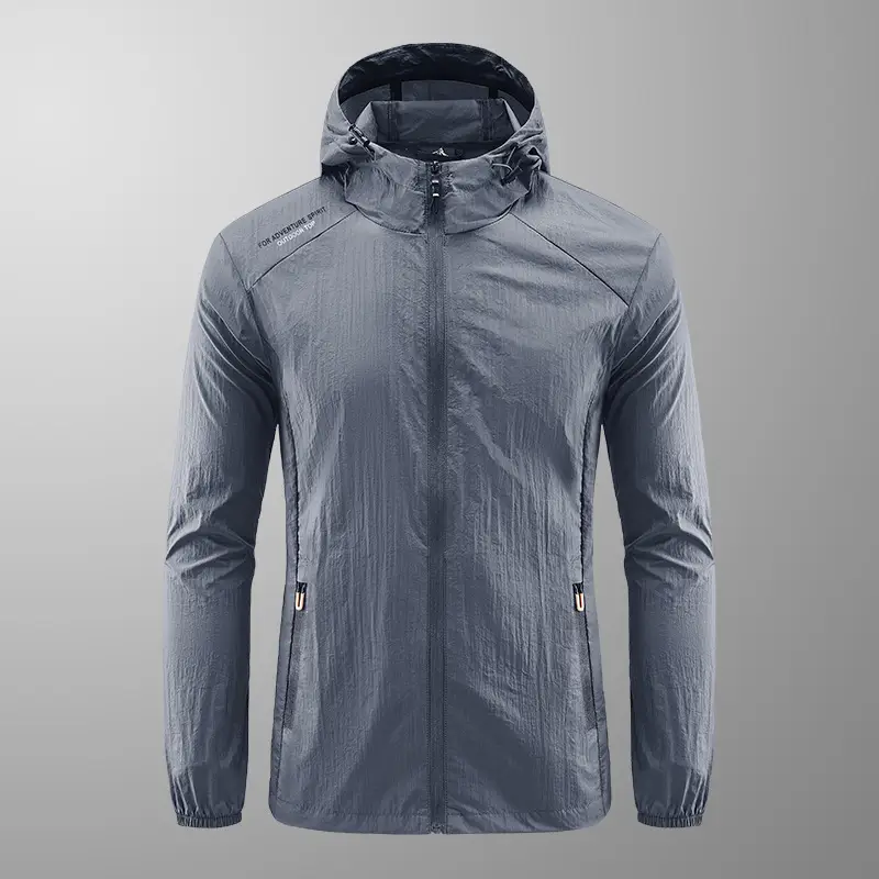 Men's Grey Hooded Zip Front Jacket - Image 13