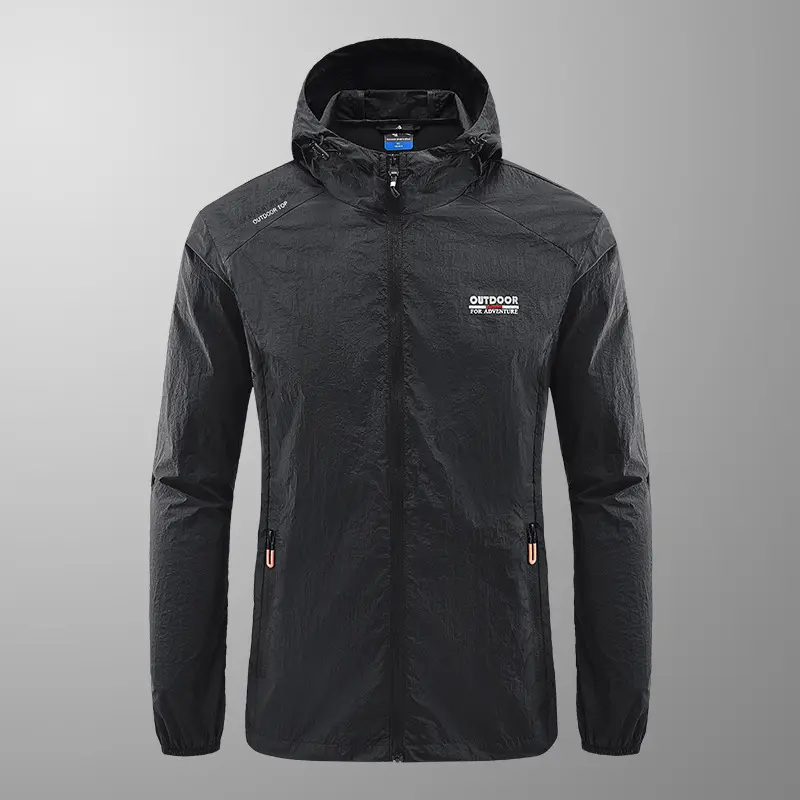 Men's Grey Hooded Zip Front Jacket - Image 14