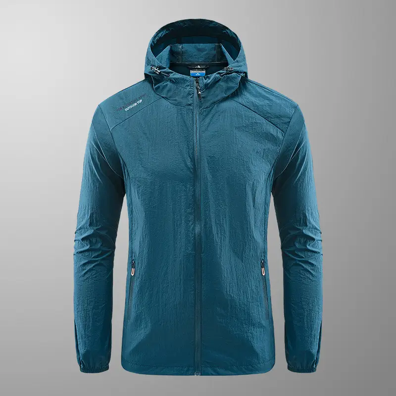 Men's Grey Hooded Zip Front Jacket - Image 15