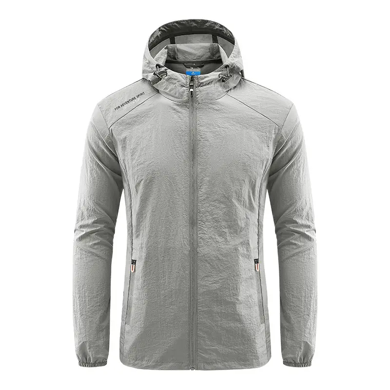 Men's Grey Hooded Zip Front Jacket - Image 16