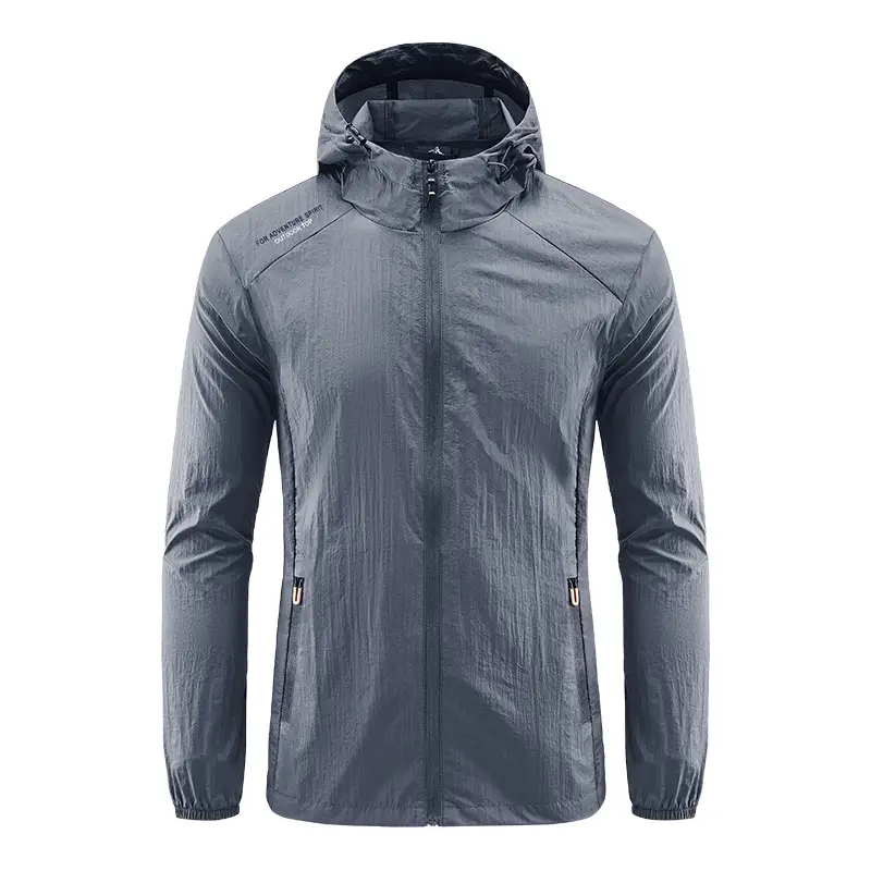 Men's Grey Hooded Zip Front Jacket - Image 2