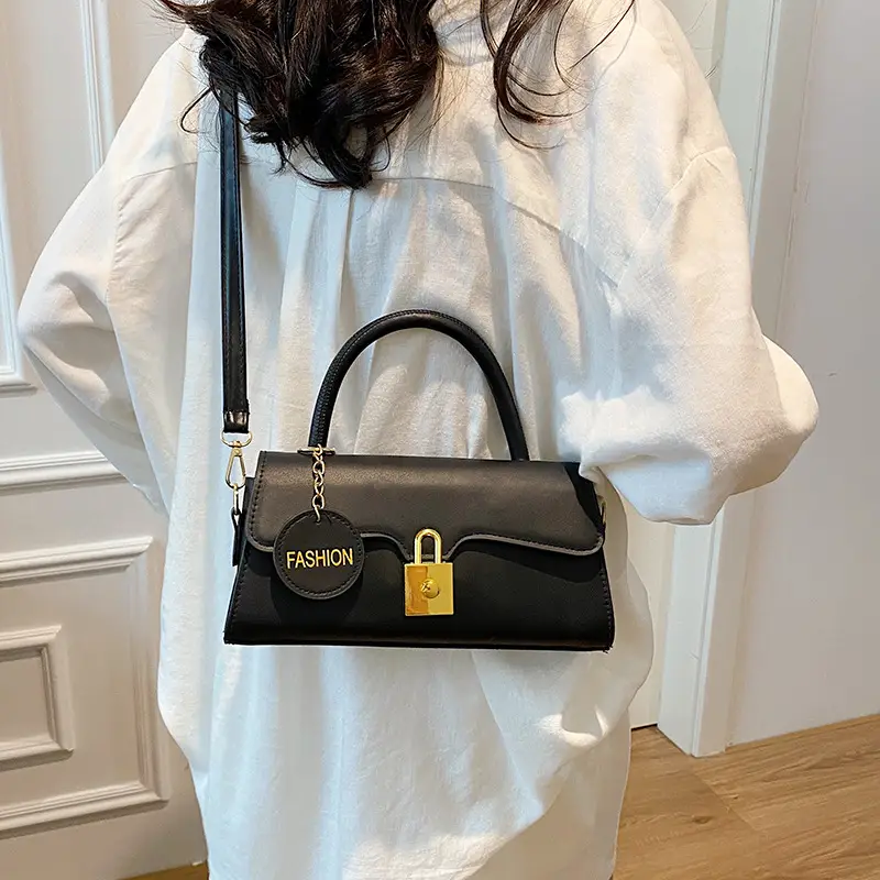 Black PU Shoulder Crossbody Bag with Hardware - Image 6