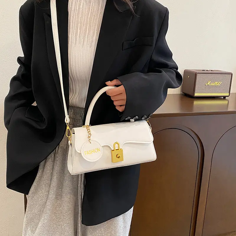 Black PU Shoulder Crossbody Bag with Hardware - Image 7