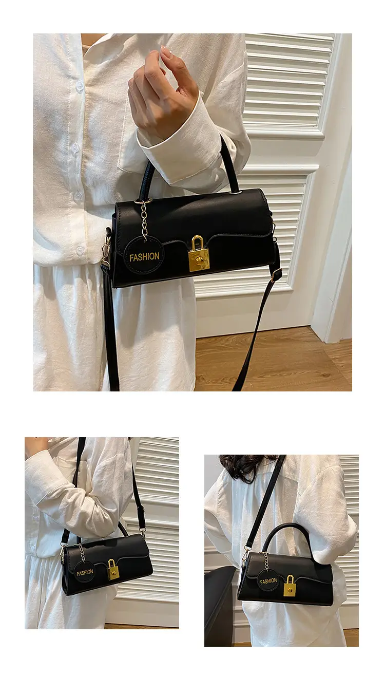 Black PU Shoulder Crossbody Bag with Hardware — feature 13