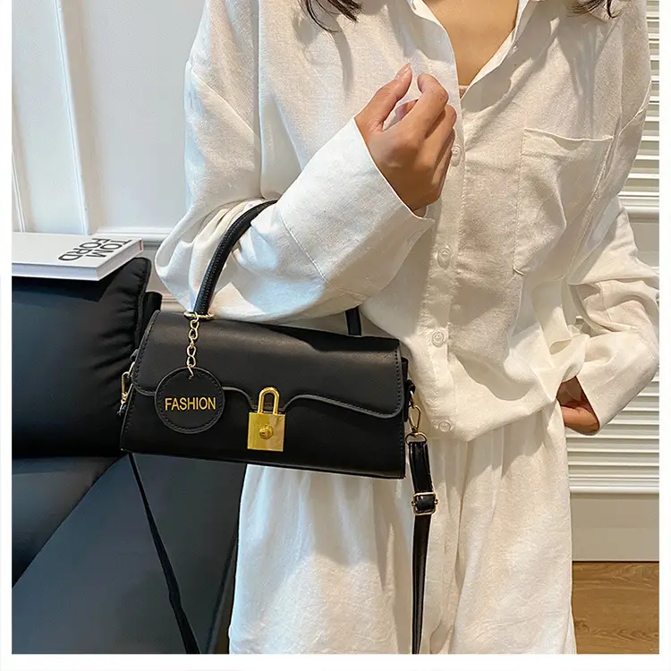 Black PU Shoulder Crossbody Bag with Hardware — feature 28