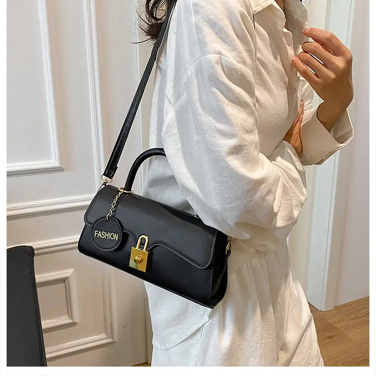 Black PU Shoulder Crossbody Bag with Hardware — feature 30