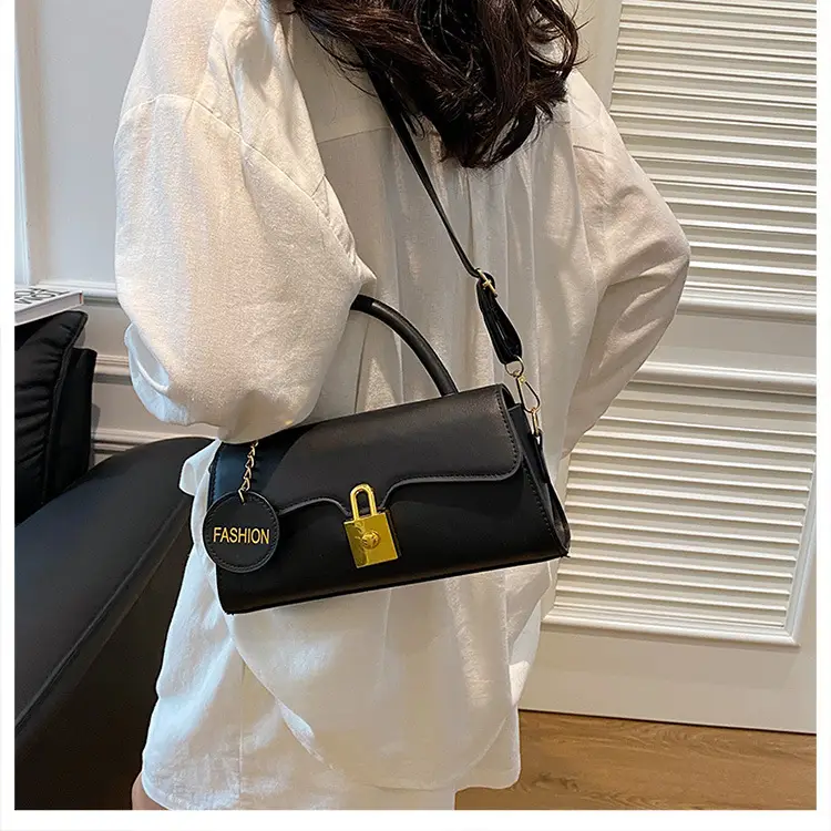 Black PU Shoulder Crossbody Bag with Hardware — feature 32