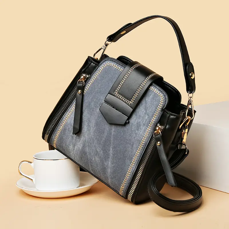 Women's Grey Suede Shoulder Crossbody Bag with Adjustable Strap - Image 6