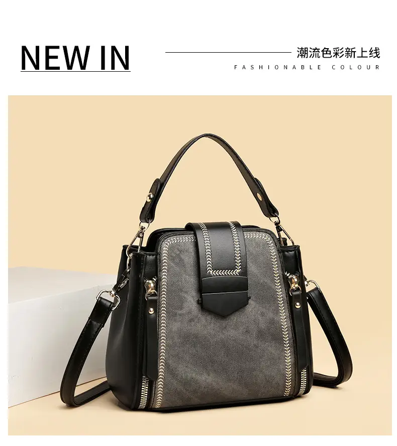 Women's Grey Suede Shoulder Crossbody Bag with Adjustable Strap — feature 12