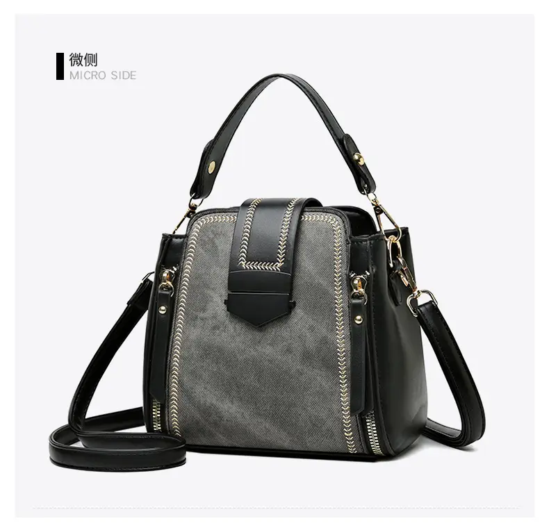 Women's Grey Suede Shoulder Crossbody Bag with Adjustable Strap — feature 20