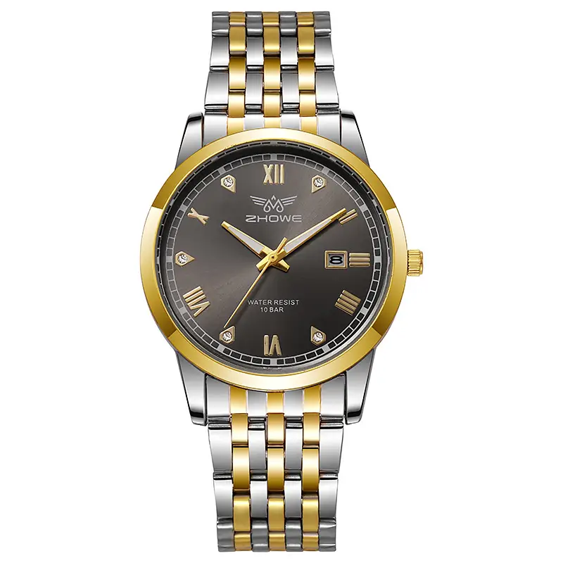 Men's Stainless Steel Calendar Watch with Blue Dial - Image 2