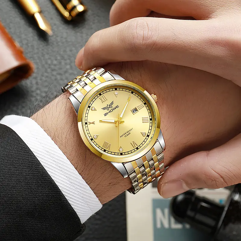 Men's Stainless Steel Calendar Watch with Blue Dial - Image 8