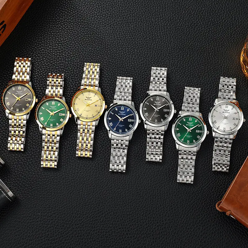 Men's Stainless Steel Calendar Watch with Blue Dial - Image 9