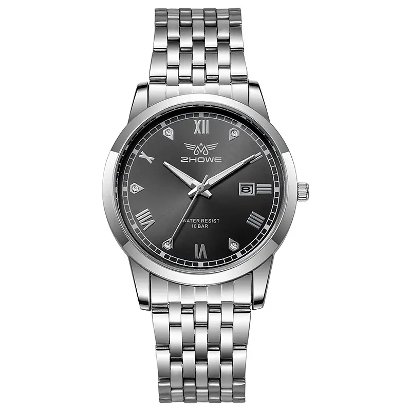 Men's Stainless Steel Calendar Watch with Blue Dial - Image 4
