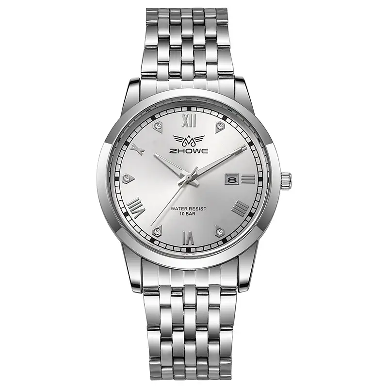 Men's Stainless Steel Calendar Watch with Blue Dial - Image 5
