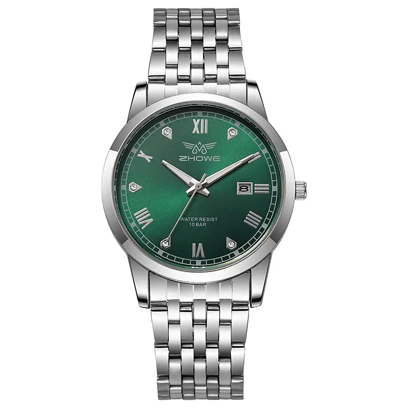 Men's Stainless Steel Calendar Watch with Blue Dial - Image 7
