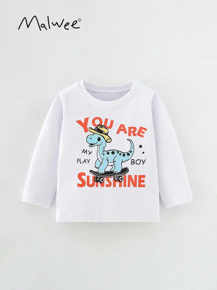 Malwee Boys T-Shirt White Long Sleeve Graphic Print