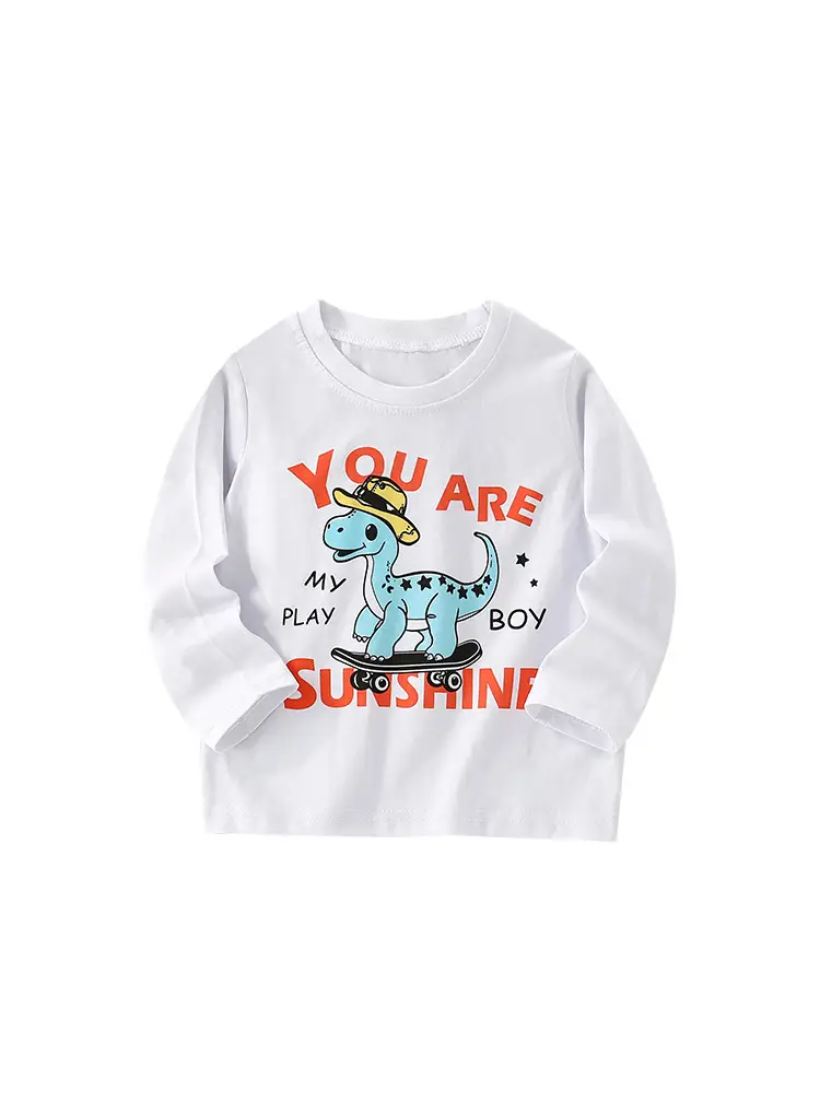 Malwee Boys T-Shirt White Long Sleeve Graphic Print