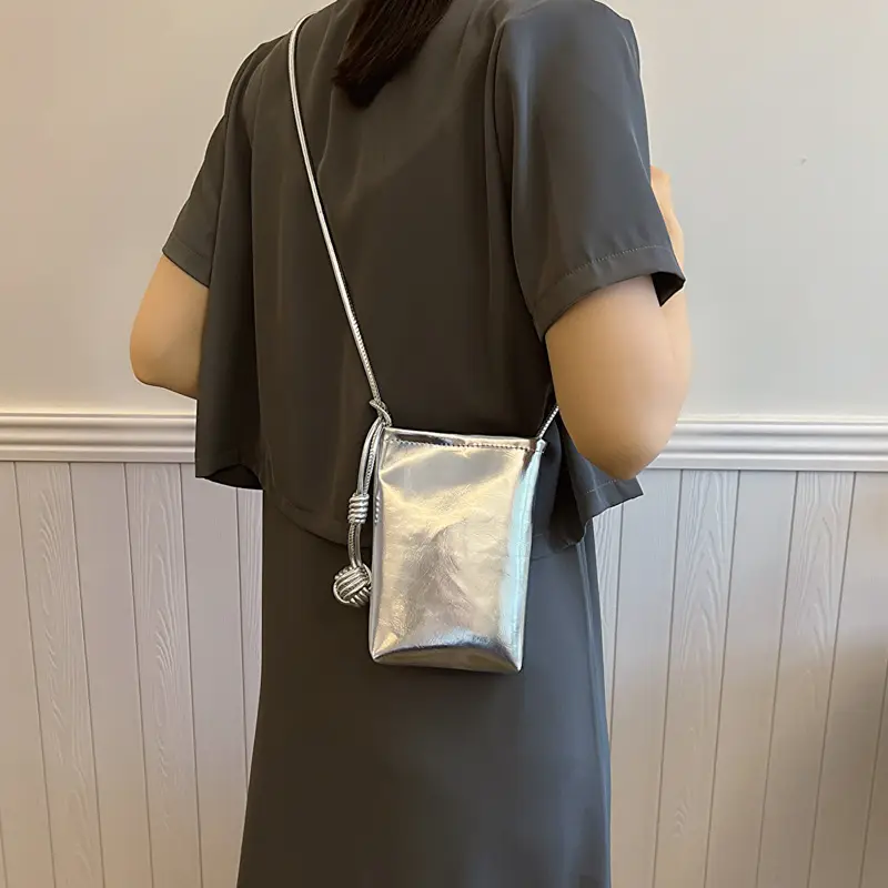 Silver Holographic Crossbody Phone Bag for Women - Image 7