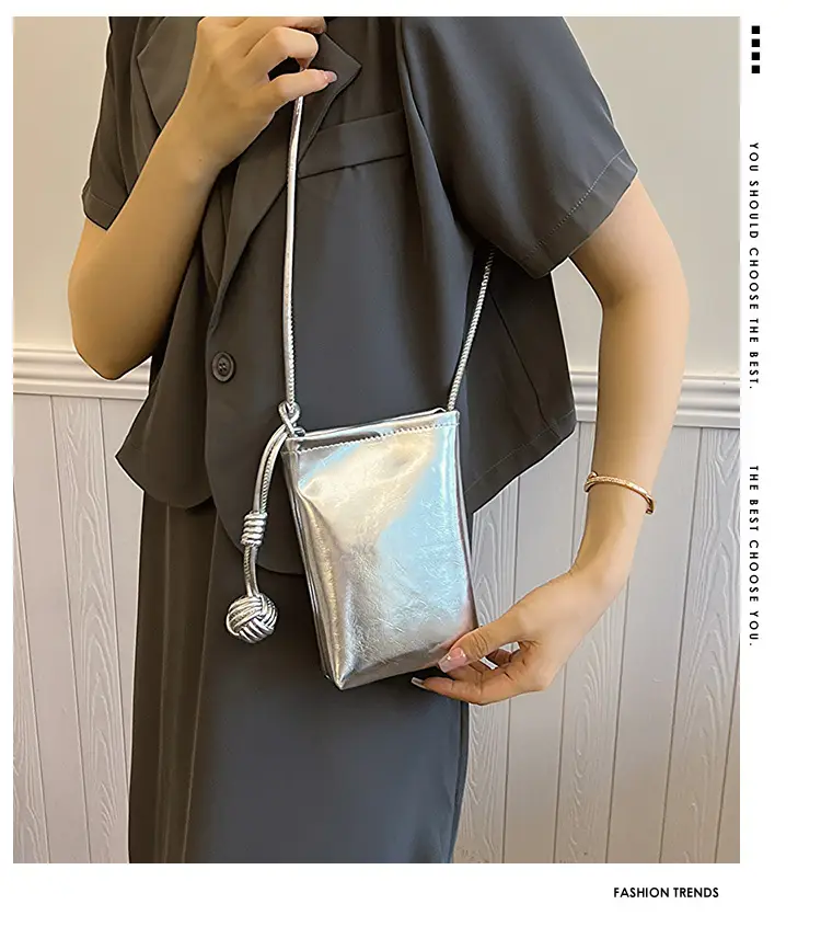 Silver Holographic Crossbody Phone Bag for Women — feature 1