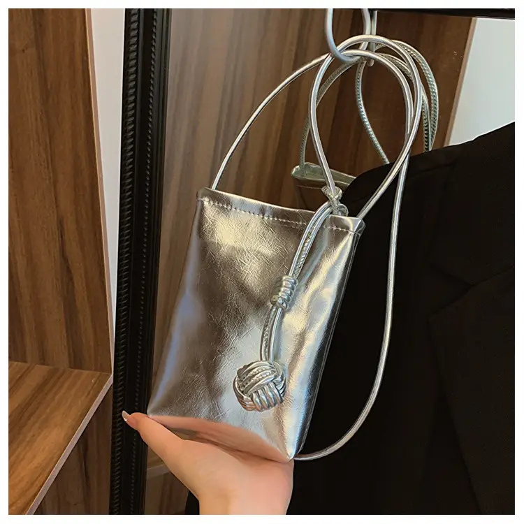 Silver Holographic Crossbody Phone Bag for Women - Image 2