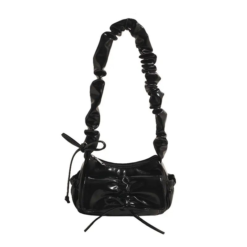 Red Korean Style Pleated Shoulder Bag Women 2024 - Image 2