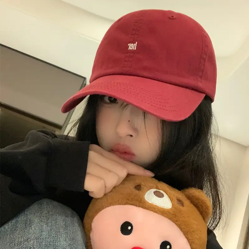 Red Korean-Style Baseball Cap for Women 2026 - Image 9