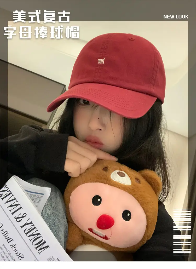 Red Korean-Style Baseball Cap for Women 2026 — feature 1