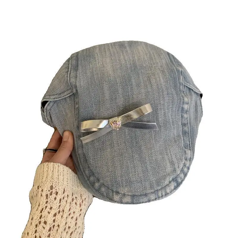 Women Denim Bow Cap Summer 2024 Y2K Vintage - Image 9