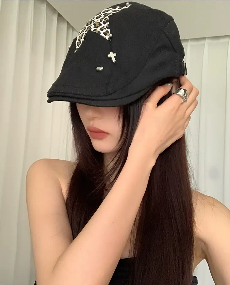 Retro Spice Girl Cap with Star Leopard Print — feature 22