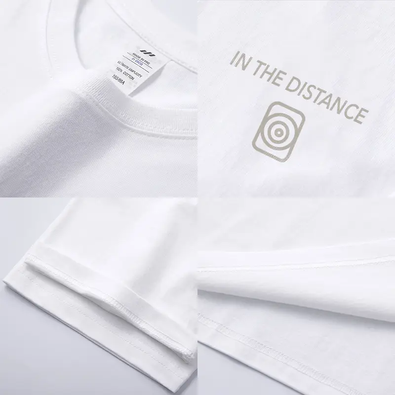 Men Cotton Distance Print T-Shirt Beige - Image 12
