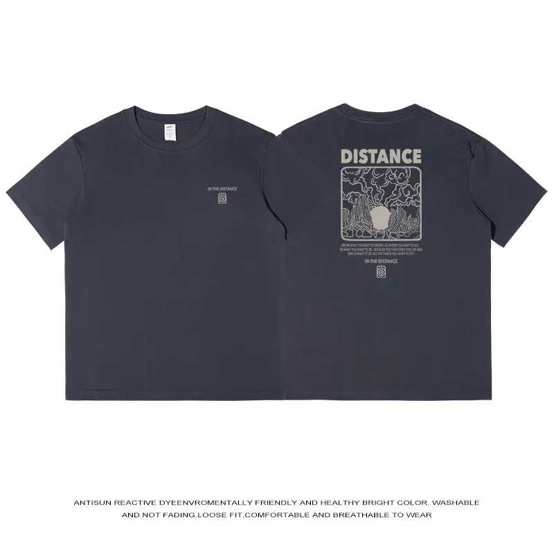 Men Cotton Distance Print T-Shirt Beige - Image 13