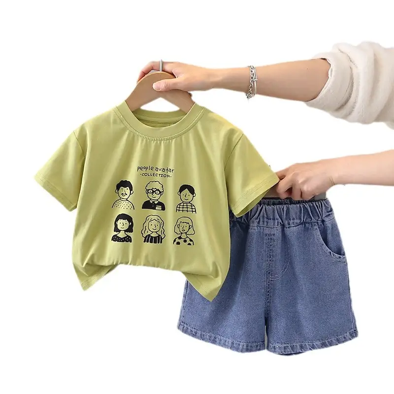 Boys Cotton T-Shirt Shorts Set Green Short Sleeve Summer 2024 - Image 5