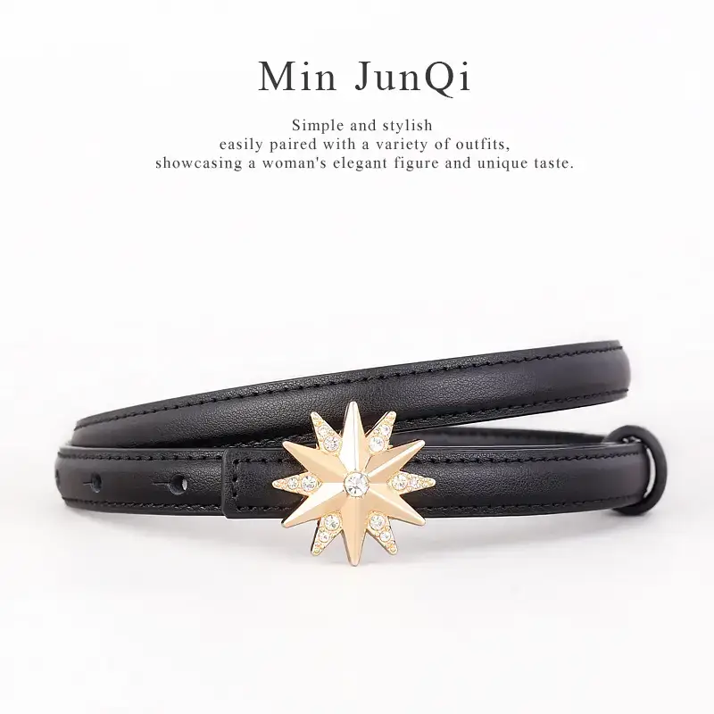 2025 Decorative Star Belt for Women Brown Black - Image 4