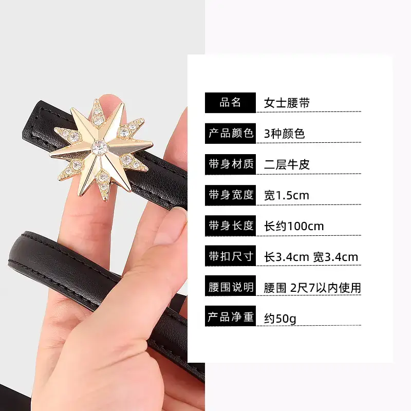 2025 Decorative Star Belt for Women Brown Black - Image 7