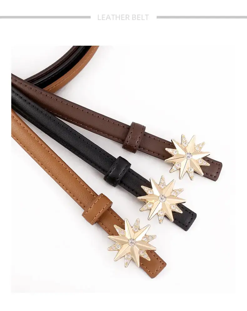 2025 Decorative Star Belt for Women Brown Black — feature 24