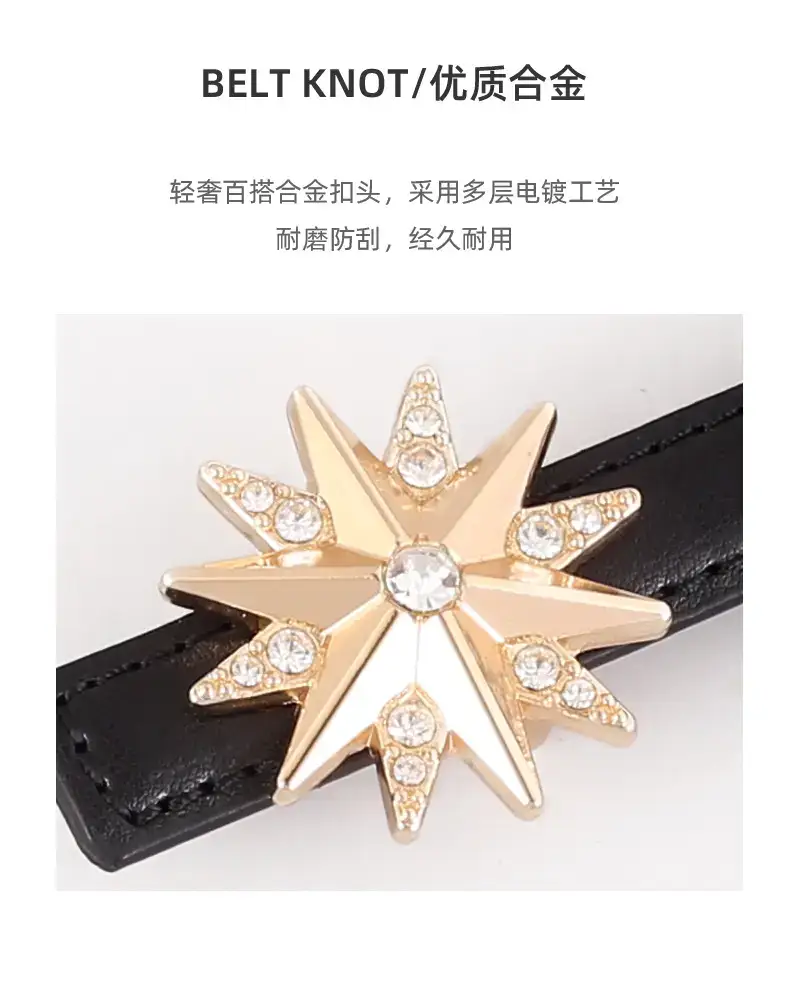 2025 Decorative Star Belt for Women Brown Black — feature 33